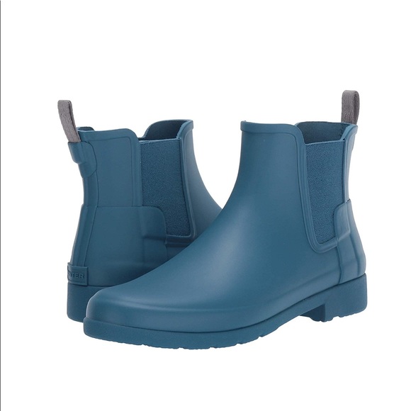 Hunter Shoes - Hunter Chelsea Blue Rock Pool Low Ankle Rain Boots 5